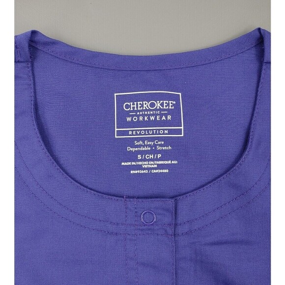 Cherokee Scrub Jacket Women Small Grape Revolution Snap Front Nurse CNA Medical - Picture 2 of 12